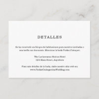 Spanish Information / Details Enclosure Card
