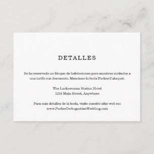 Spanish Information / Details Enclosure Card