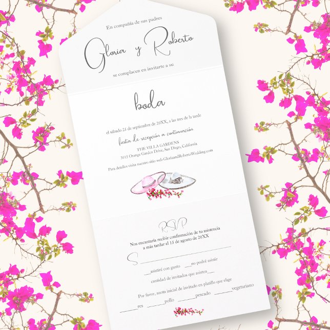 Spanish, Invitación a Boda Sombrero Charro Wedding All In One Invitation (Creator Uploaded)
