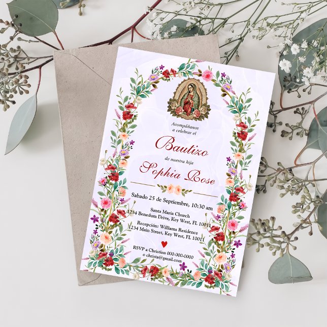 Spanish Invitacion De Bautizo Floral Baptism Invitation (Creator Uploaded)