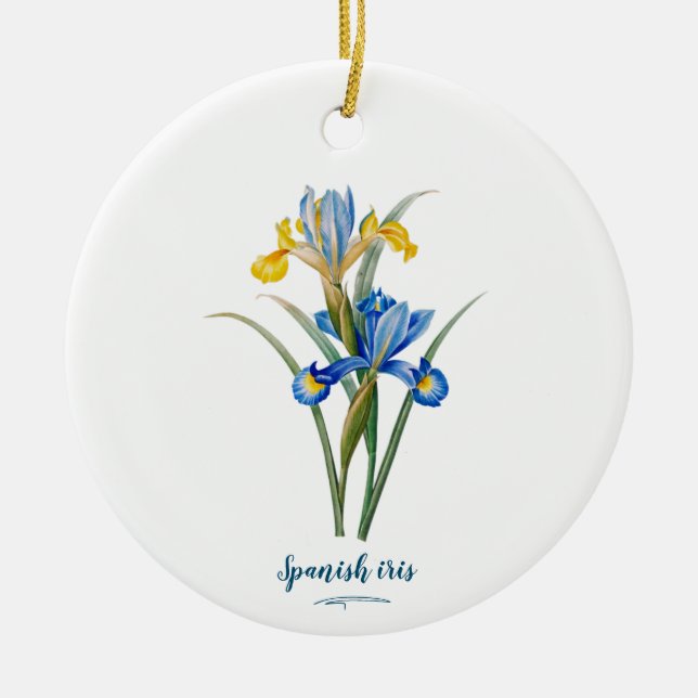 Spanish iris by Pierre-Joseph Redouté Ceramic Ornament (Front)