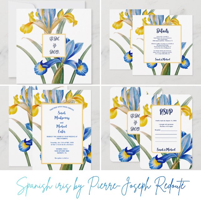 Spanish iris by Pierre-Joseph Redouté Invitation (vintage botanical poster,mary vaux walcott art,botanical illustration print,saltmarsh rosegentian fl)
