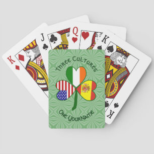 Spanish Irish American Flag Shamrock Personalize Playing Cards