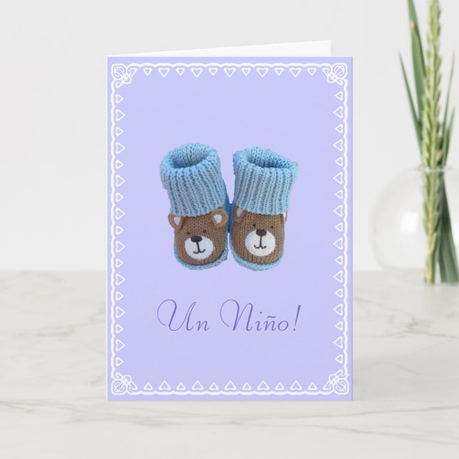 Spanish: It's a boy -booties / Es un niño ! Announcement (Front)