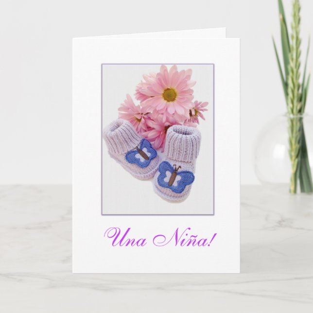 Spanish: It's a girl! Una Niña! Announcement (Front)