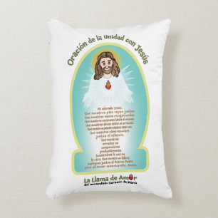 Spanish Kids FOL Mama Mary Icon + Unity Prayer  Accent Pillow