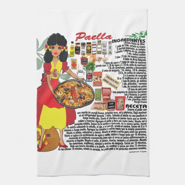 Spanish Kitchen towel- Paella Kitchen Towel (Vertical)