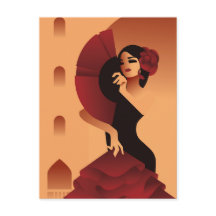 Spanish Lady with fan and rose in hair