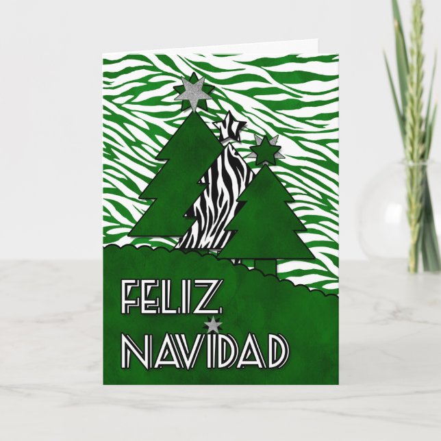 Spanish Language Christmas Feliz Navidad Zebra Holiday Card (Front)