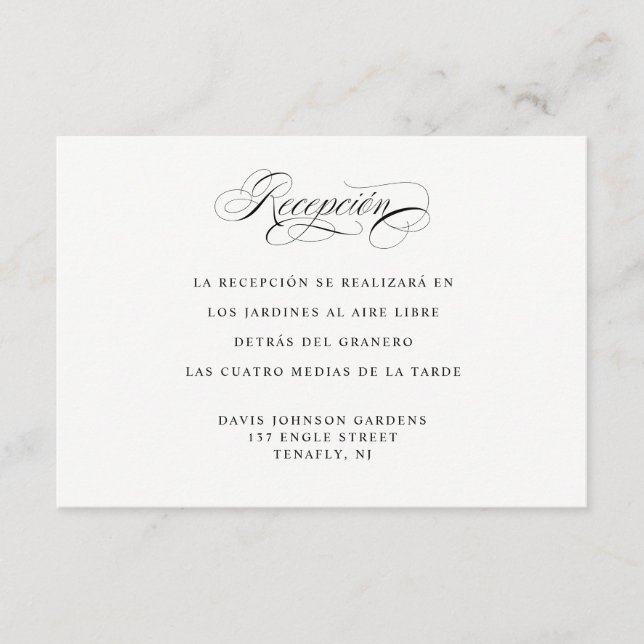 Spanish Language Reception and Directions Enclosur Enclosure Card (Front)