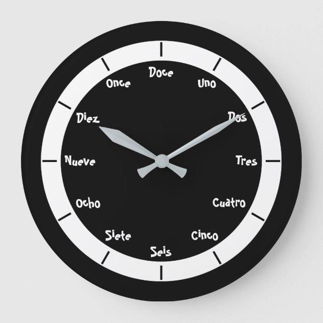 Spanish Letter Numbers Large Clock (Front)