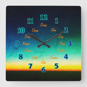 Spanish Letters Square Wall Clock