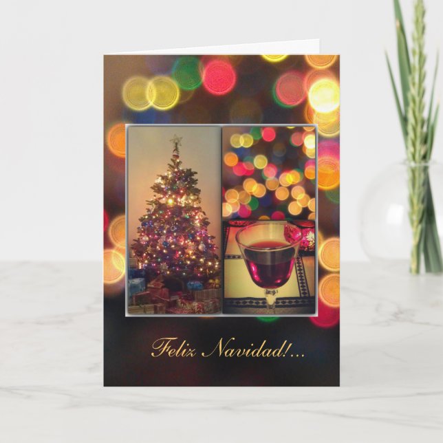 Spanish: luces navideñas -Christmas lights Holiday Card (Front)