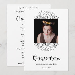 Spanish Luxury Wildflowers Frame Quinceañera Photo Invitation