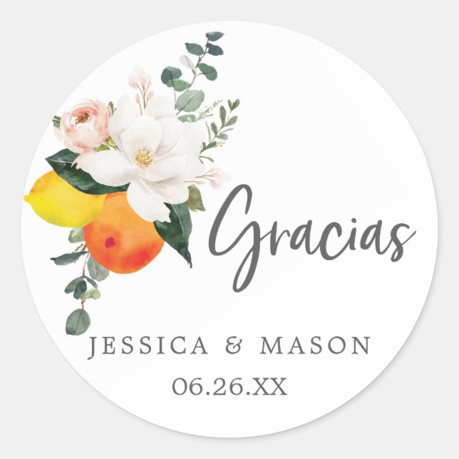Spanish Magnolia Citrus Favour Stickers (Front)