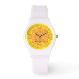 Spanish mandela-Yellow and salmon pink Watch