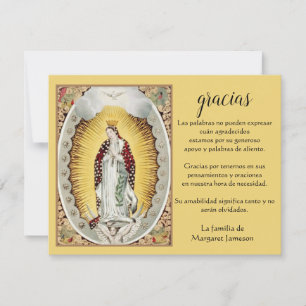 Spanish Mary Guadalupe Thank You Condolence Card