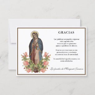 Spanish Mary Guadalupe Thank You Condolence Card