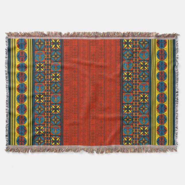 Spanish Medieval Pattern Throw Blanket (Front)