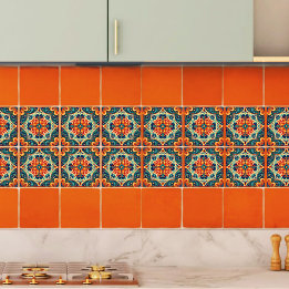 Spanish Mexican Modern Fusion Floral Tile