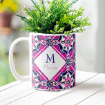 Spanish Mexican tiles bridesmaid gifts monogram Coffee Mug<br><div class="desc">Pink and blue Mexican Spanish Talavera tiles monogram template mug bridesmaid gifts bridal party favours</div>