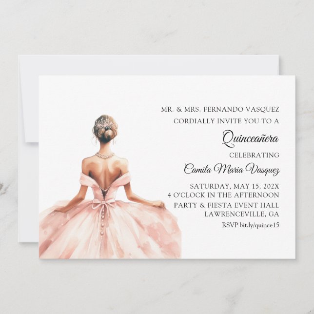 Spanish Mis Quince Princess 15th Birthday Party  Invitation (Front)