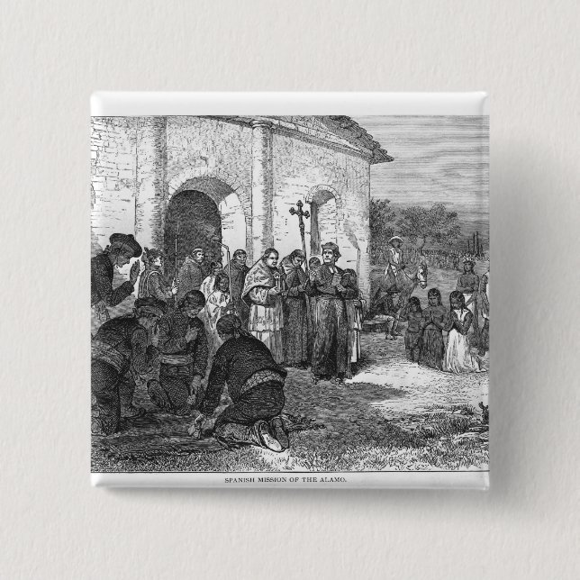 Spanish Mission of the Alamo 2 Inch Square Button (Front)
