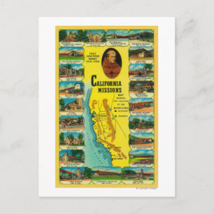 Spanish Missions of California showing Postcard