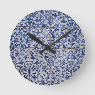 Spanish Moroccan Tile Pattern Texure Vintage Round Clock