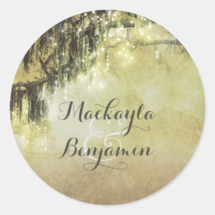 Spanish Moss Tree - Oak Wedding Classic Round Sticker