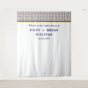 Spanish Navy Yellow Tile shower Photo Backdrop v3 Tapestry