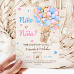 Spanish Nino o Nina Bear Balloon Gender Reveal Invitation<br><div class="desc">Introducing TsikonArt's adorable Pink and Blue Teddy Bear gender reveal  invitation.</div>