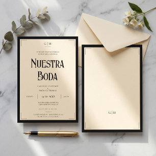 Spanish Nuestra Boda Art Deco Eegant Wedding Invitation