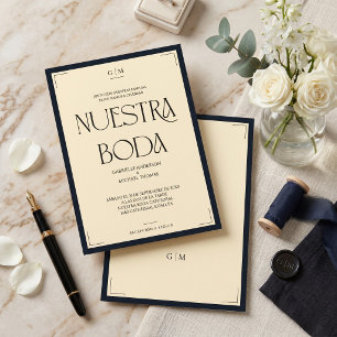 Spanish Nuestra Boda Art Deco Eegant Wedding Invitation