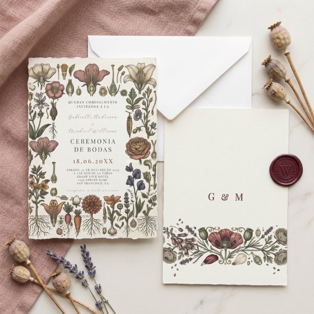 Spanish Nuestra Boda Botanical Garden Wedding  Invitation (Creator Uploaded)