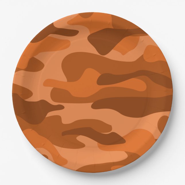 Spanish Orange Monocolor Camo Paper Plate (Front)