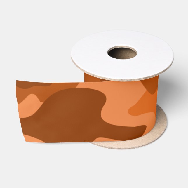 Spanish Orange Monocolor Camo Satin Ribbon (Spool)