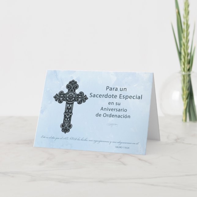 Spanish Ordination Anniversary Priest, Cross Card (Front)
