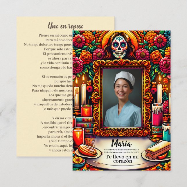 Spanish Our Lady of Guadalupe Prayer skull (Front/Back)