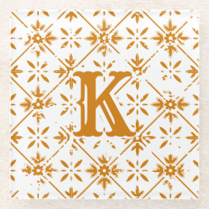 Spanish Pattern Distressed Tile    Glass Coaster