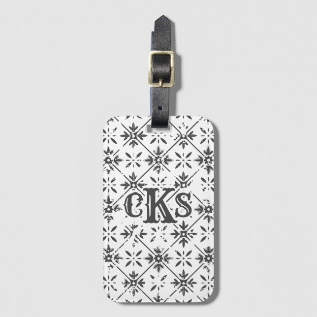 Spanish Pattern Distressed Tile |  Luggage Tag (Front Vertical)
