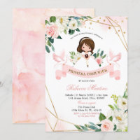 Spanish Pink and Gold Floral Girl Primera comunion