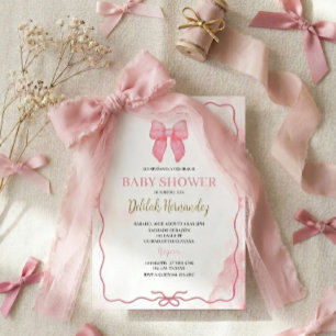 Spanish pink blush coquette baby shower invitation