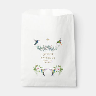 Spanish Pink Hibiscus Flowers Eucalyptus Bautizo Favour Bag