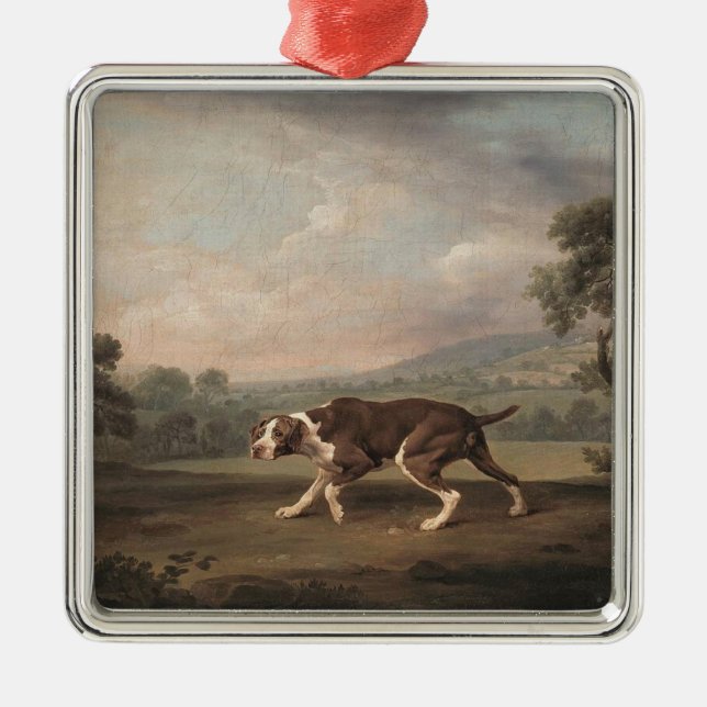 Spanish Pointer Dog (by George Stubbs) Metal Ornament (Front)