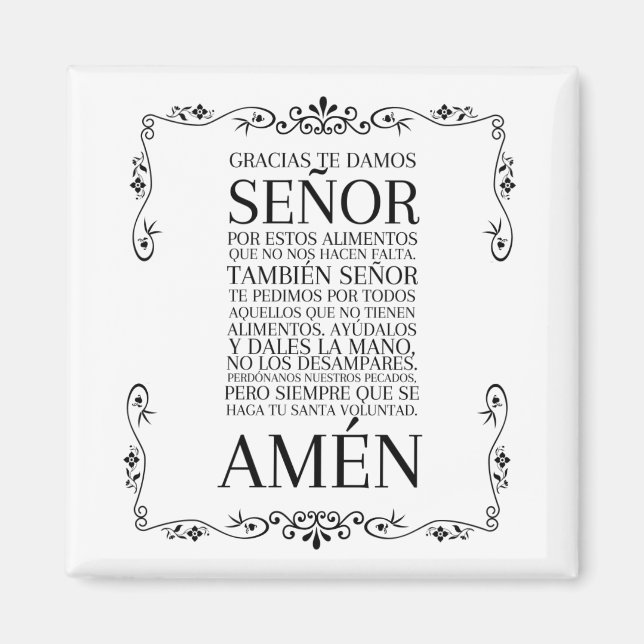 Spanish prayer magnet (Front)