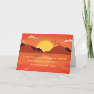 Spanish Priest Fathers Day With Sunset Landscape Card