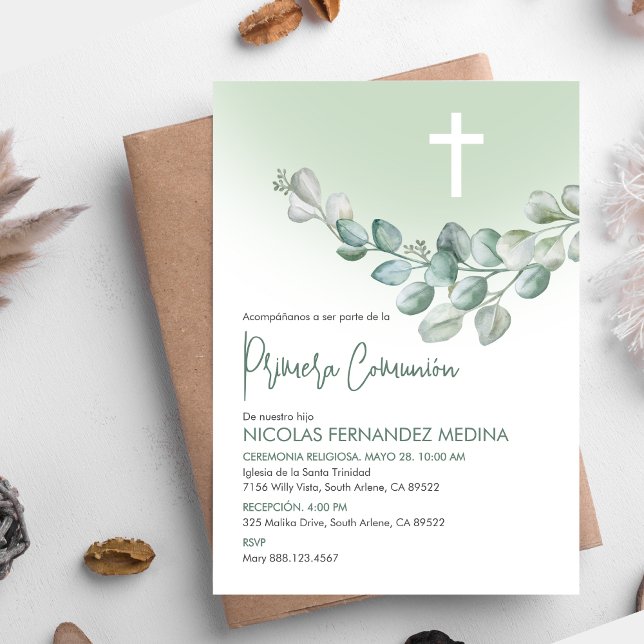 Spanish Primera Comunion Catholic First Communion Invitation (Creator Uploaded)