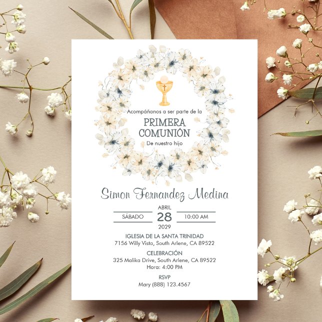 Spanish Primera Comunion Chalice First Communion Invitation (Creator Uploaded)