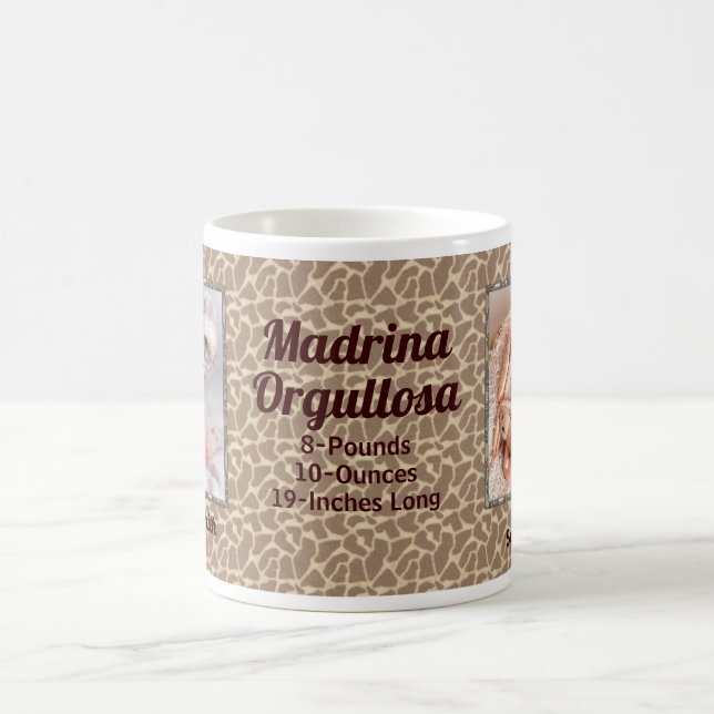 Spanish Proud Godmother Giraffe Print Photo Coffee Mug (Center)